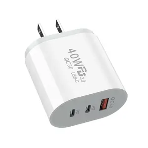 40W USB C Wall Charger, Dual Port PD+QC 3.0 Power Adapter, Fast Plug Charging Block for iPhone 11/12/13/14/15 Plus Pro Max,Samsung Galaxy S23/S22/S21 Android Phone