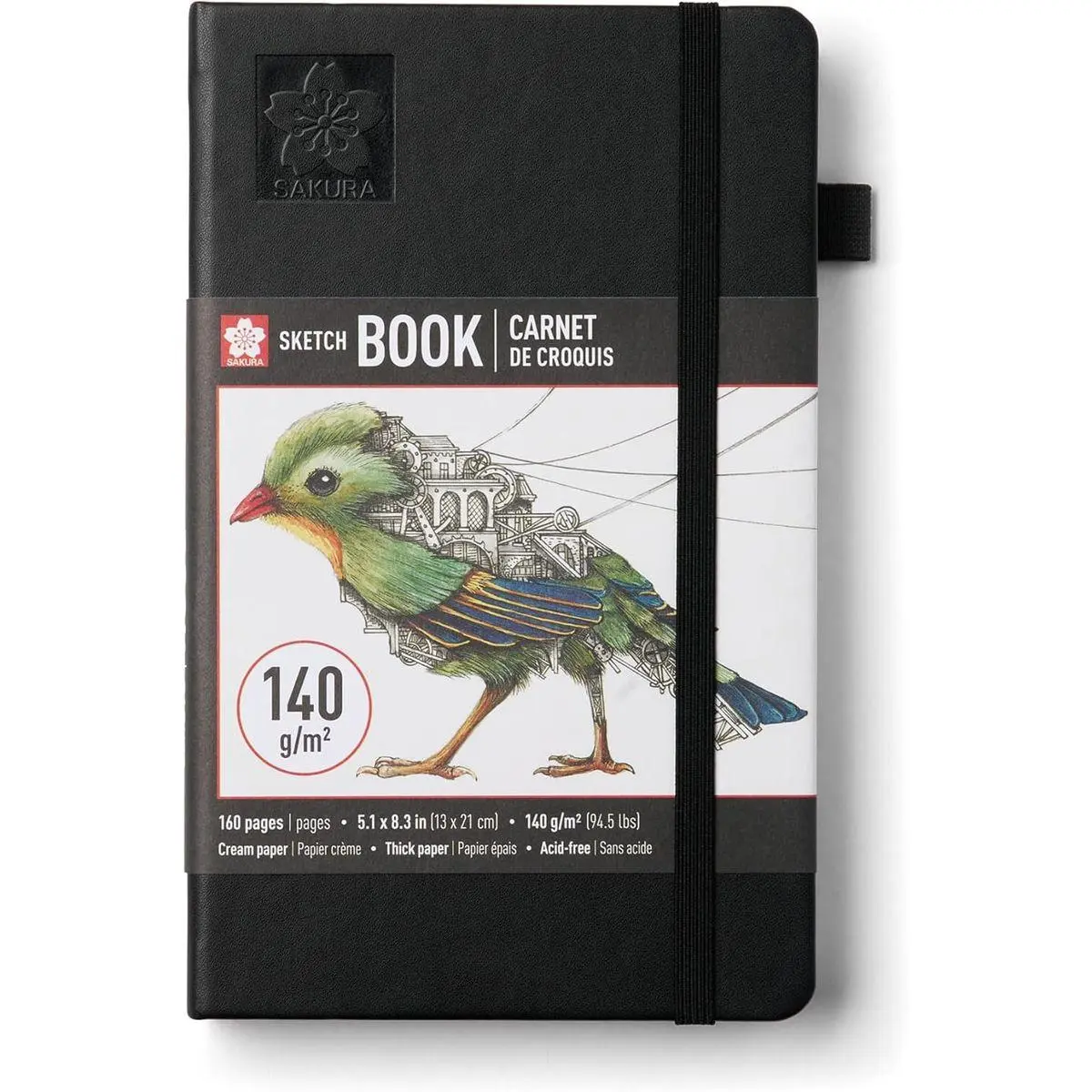 Sketchbook A5 - Drawing Sketchbook for Visual Journaling, Effortless Sketching & Personal Use - 140 GSM Paper - Hardcover Hardcover - 160 Pages - 5.1 x 8.3" - Black - Cream Paper