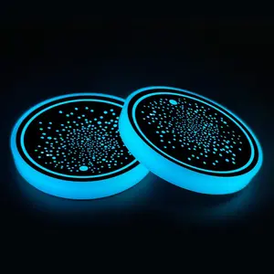 2/4 Pack LED Cup Holder Lights, Car Coaster with USB Charging Mat, Luminescent Cup Pad Interior Atmosphere Lamp Decoration Light