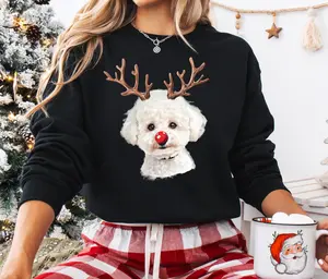 Poodle Christmas Sweatshirt, Cute Santa Poodle Sweatshirt, Poodle Lover Gift, Standard Poodle Mom & Dad Gift, Christmas Dog Mom Sweatshirt