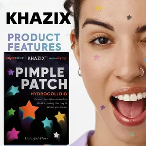 1400pcs KHAZIX Colorful Star Hydrocolloid Pimple Patches, Cute Star Stickers, Waterproof Breathable, Hypoallergenic for Sensitive Skin