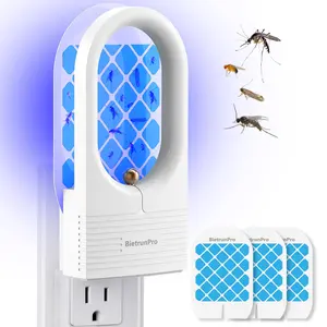 Fly Trap Indoor, Gnat Trap, Plug-in Fruit Fly Traps for Indoors, Safe Home Flying Insect Trap, Fruit Fly Killer, Bugs Night Light Trap, Fly Sticky Trap for House Indoors, Houseplant(1 Device+3 Refill)