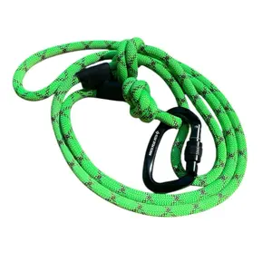 North Peak Pets Snake Upcycled Climbing Rope Dog Leash & Collar Bright Green with Black Carabiner Clip for Adventure Walks Eco-Friendly and Robust