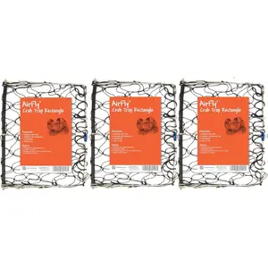 AirFly Foldable Crabjaw Trap with Bait Clip - Redesigned Rectangle Castable Crab Hawk Pot/Ring for Dungeness and Blue Crabs in Florida, Oregon, Washington, Texas, and California, 3pcs