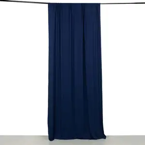 Navy Blue 4-Way Stretch Spandex Backdrop Drape Curtain, Wrinkle Free Event Divider Panel with Rod Pockets - 5ftx10ft