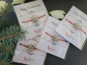 Kundan Flower Rakhi | Raksha Bandhan | Handmade | Customized | Personalized | Crystals | Gems | Indian Bracelet | Rakhi for brother | Rakhri