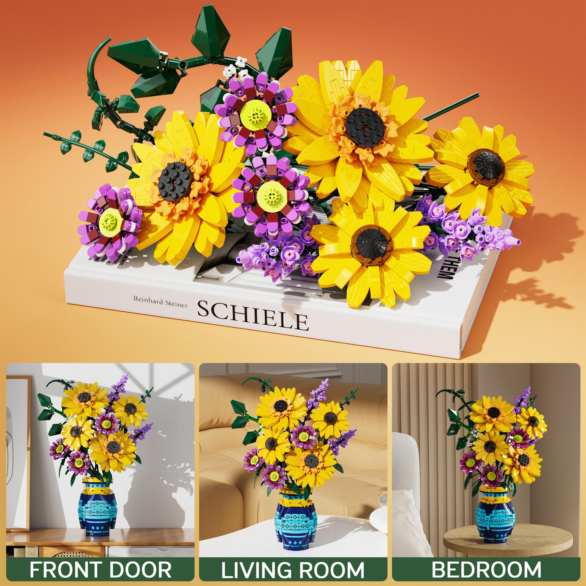 Mayicivo 1769PCS Sunflower Bouquet Building Blocks with Vase Kit for Her Wife Him Anniversary Birthday Gift for Women Men Adults Decorative Ornaments for Bedroom Mayicivo 1769PCS Sunflower Bouquet Building Blocks with Vase Kit for Her Wife Him Anniversary Birthday Gift for Women Men Adults Decorative Ornaments for Bedroom
