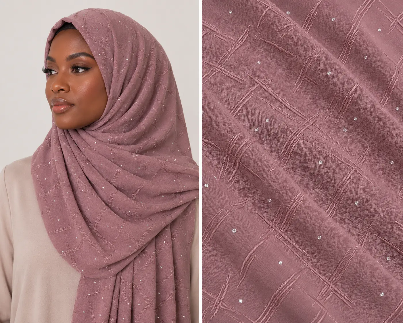 Textured Lycra Jersey Rhinestone Hijab