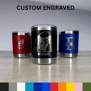 10oz Lowball Custom Engraved Tumbler – Insulated Stainless Steel, Personalized Gift, Your Design, Your name,Custom Travel Mug