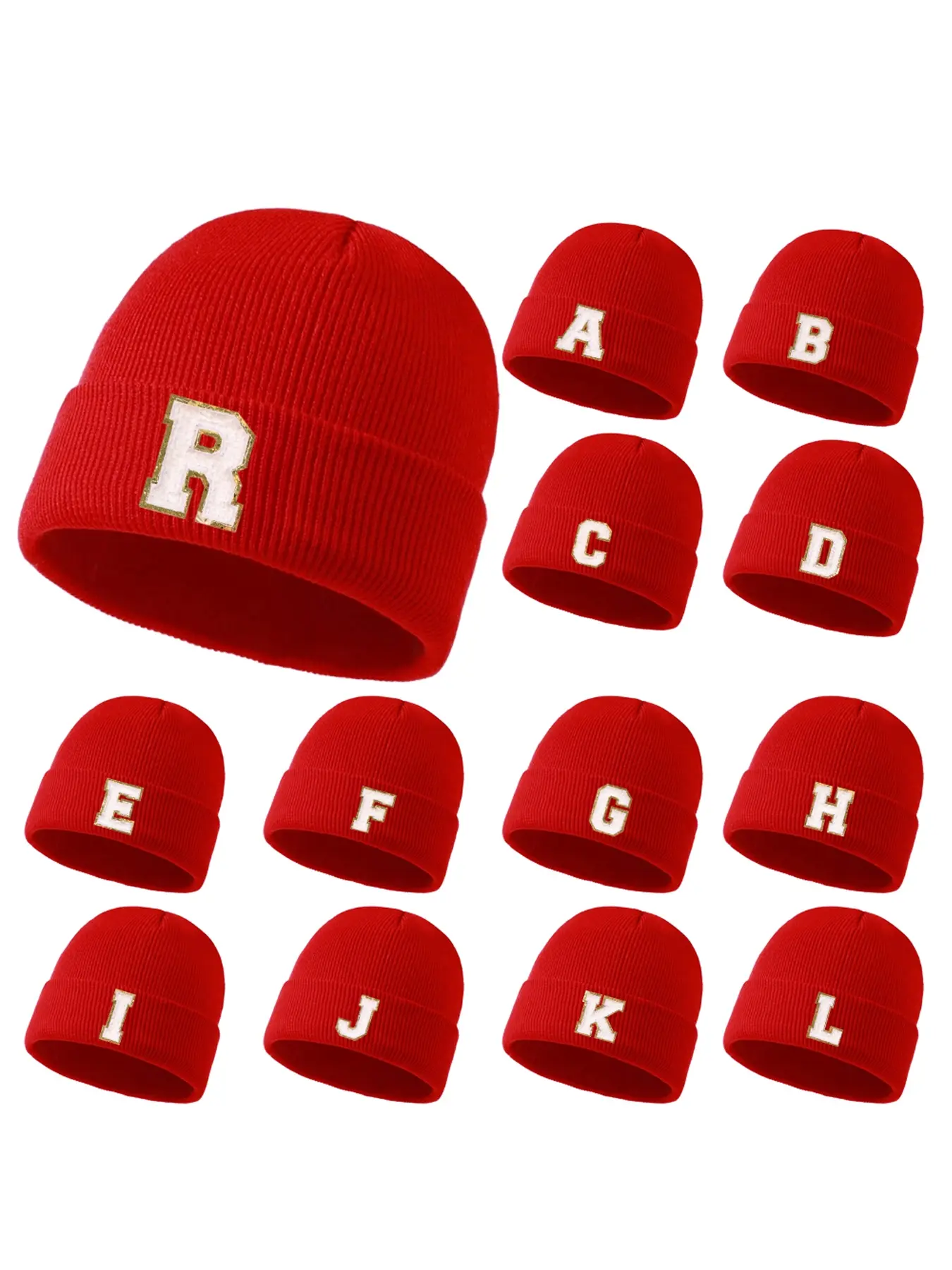 Unisex New Year Hat, 26 Alphabet Letters Colorblock Design, Sequin Patch Beanie for Streetwear & Parties, Fitted Winter Warm Knit Cap, Embroidered Beanies