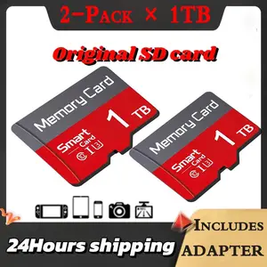 2-Pack × 1TB Mini SD card memory TF storage card - SD card storage card and SD adapter: Reliable mini SD flash memory, Micro SD card compatible with smartphones, cameras, and tablets. Monitoring system