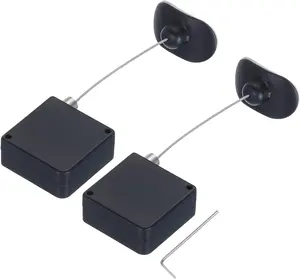 Retractable  Lock with Double-Sided Adhesive Remote Control  Lock Arc Terminal for TV, DVD,Showroom,Remote,600g 2Set Black