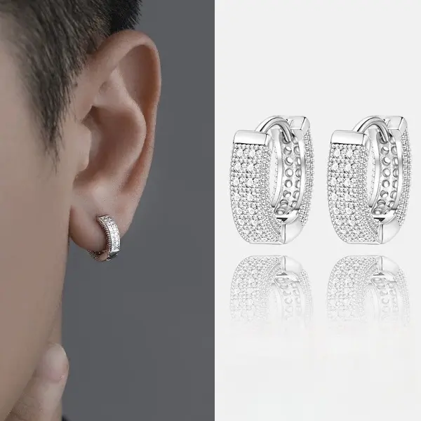 Sparkling Ear Jewelry, 16mm Unisex Huggie Hoops with Cubic Zirconia, Hypoallergenic and Lightweight for Engagement, Earrings For Women