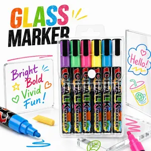 24/12/8/6 Colors Liquid Chalk Markers, Reversible Tip, Bold Color Dry Erase Pens, Vibrant, Erasable, Non-Toxic, Whiteboard, Chalkboard, Glass