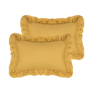 REGALWOVEN Set of 2 Triple Ruffle Pillowcases, Bedding Pillow Shams with Envelope Closure Queen (20"x30")