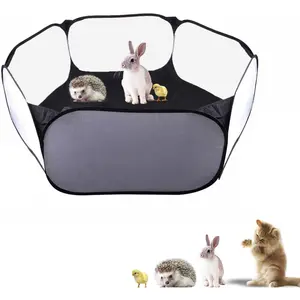 Small  Playpen, Portable Pop-up Open Interactive Pet Tent, Indoor Outdoor Fence for Rabbits, Guinea Pig, Hamster, Chinchillas, Kittens, Puppies