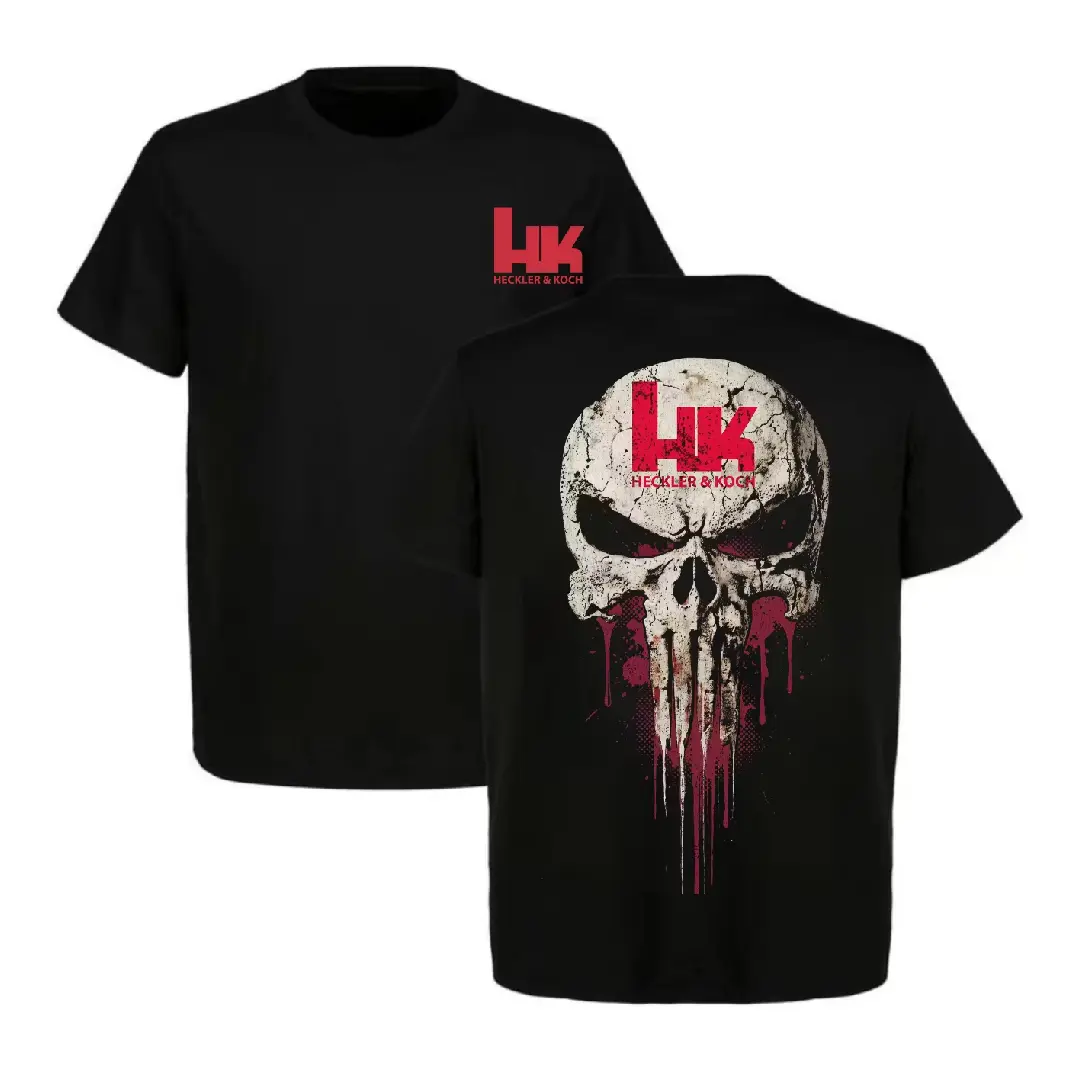 Heckler & Koch Shirt for Men – Tactical Skull Graphic Tee, HK Military Style Shirt