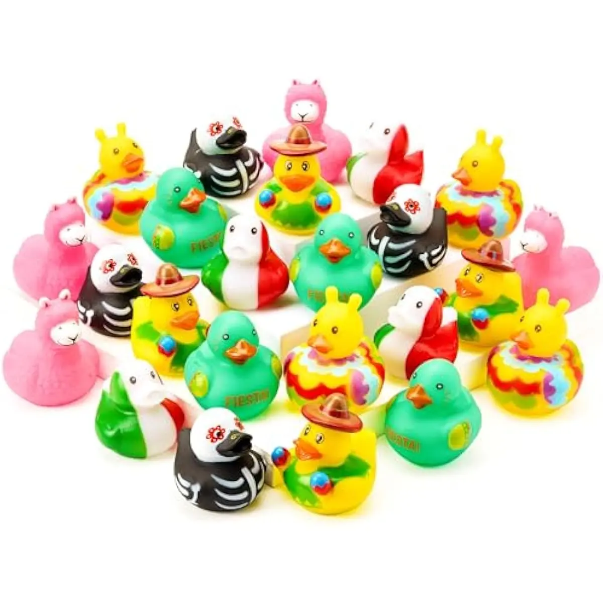24 Pcs Mexican Fiesta Rubber Ducks for Party Favors Decoration, Cinco De Mayo Colorful Rubber Duck for Baby Shower, Bath Time and Dress-Up Play Duck Toys for Gifts
