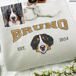 Custom Pet Embroidered Sweatshirt Personalized Dog Hoodie Memorial Crewneck Pet Lovers Gift Sweatshirt, T-shirt , Hottrend Fashion