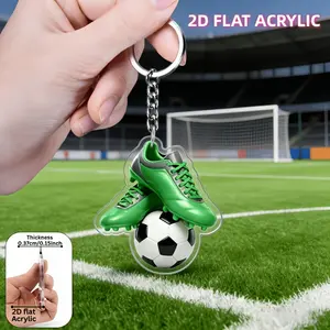 2D Football Cup Acrylic Keychain Backpack Decoration Football Party Decoration Car Key Hobby Accessory