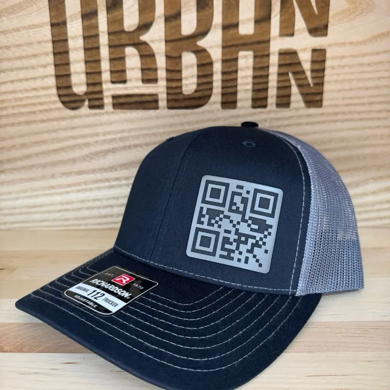 F Off QR Code Custom Leatherette Patch Trucker Style Hat trucker hat unisex hat