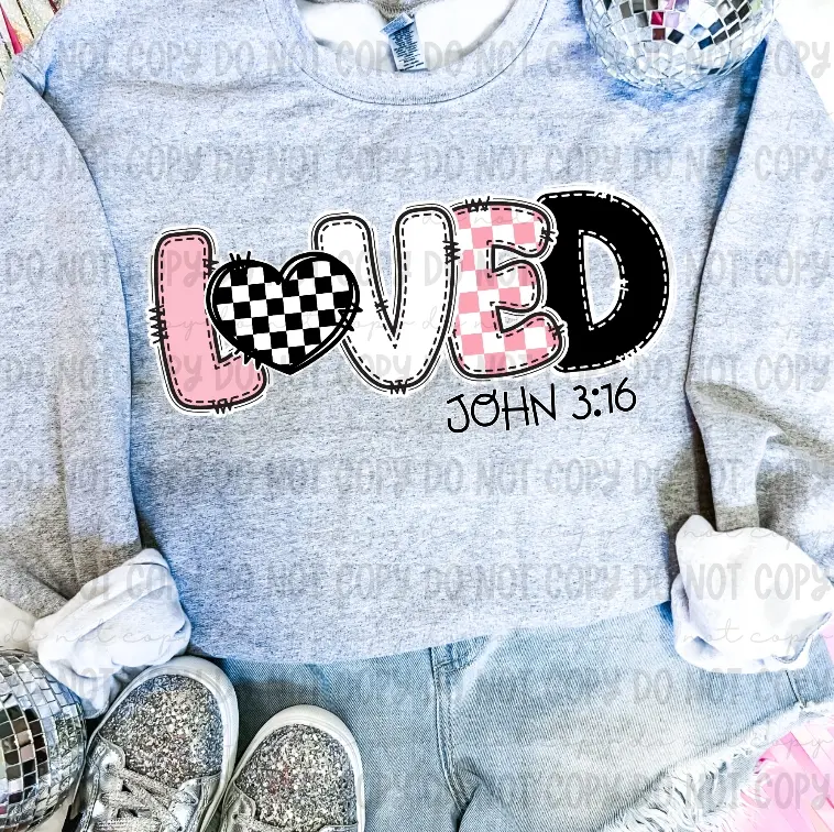 Checkered John 3:16 DTF Transfers - Specialty DIY Supply for All Ages, 310F Application, 5-7 Second Pre Press, Heavy Pressure Required, Hot Peel, Vivid Colors - Not a Shirt