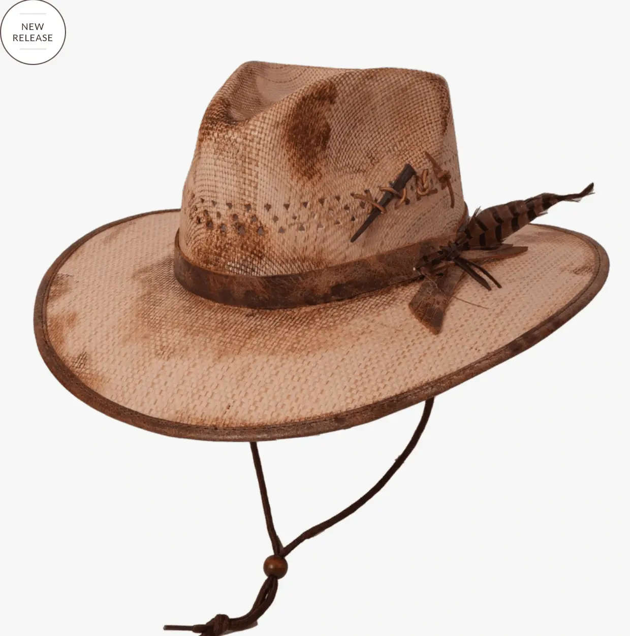 American Hat Makers Desolation Distressed Straw Fedora Cowboy Hat Natural