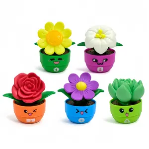 Montessori Flower Pot Matching Toys for Toddlers, Color Sorting, Shape Sorting Game & Shape Sorter & Number Recognition Educational Sensory Toys, Cute Face Plant Pretend Play Set for Kids, Preschool Learning Birthday Gifts