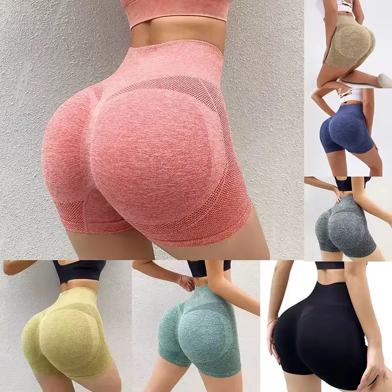 Women's Breathable Biker Shorts - High-Waist Push-Up Lift Gym Workout Apparel, Elastic Fit for Abs Support, Moisture-Wick Quick-Dry Absorption Fabric, Plain New Without Tags, Ideal for Yoga Biking, High Rise