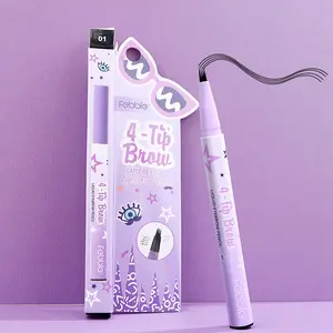 Febble 4-Tip Waterproof Microblading Eyebrow Pen - Achieve Natural Looking Brows With Long-Lasting, Smudge-Proof Liquid Formula - Suitable For All Skin Types