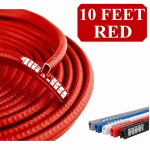 10 Ft Car Door Edge Guard Moulding Trim + Reflective Car Door Handle Sticker Red
