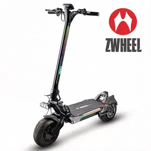 ZWHEEL GT1 MAX 4000W Electric Scooter Adults, Up to 72 MPH, 70 Miles Long Range 60V 30AH, Oil Disc Brake, 12" Off Road Tubeless Tires, C-Type Full Suspensions E Scooter, 265LBS Load Capacity, Anti-loosing Device, Free Storage Bag as Gift,Steering Damper