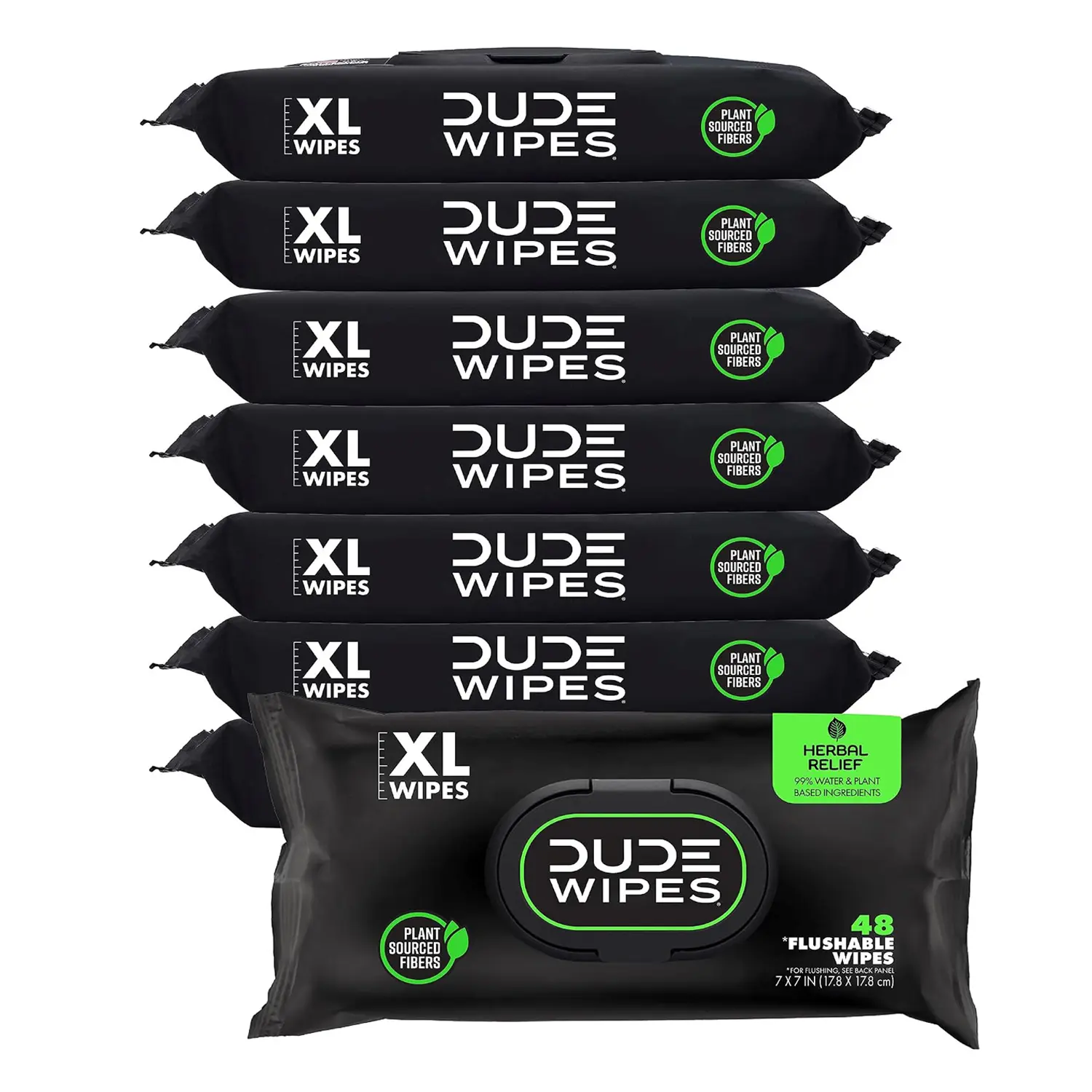 DUDE Herbal Relief Adult Flushable Wet Wipes (Select for More Options) - Witch Hazel, Geranium Oil, Vitamin E & Aloe, 384 Count (8 Packs of 48), 99% Water, Extra Large, Septic Safe Toilet Wipes for Soothing Relief
