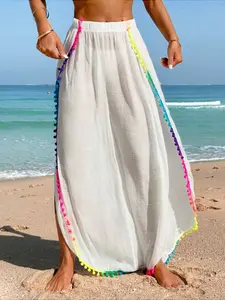 Women's Flowy Beach Cover-Up Pants, Loose Fit Summer Vacation Wear, Elegant Design for Casual, Perfect for Beach Days, Swimwear Coverups, Beach Swimsuit Cover