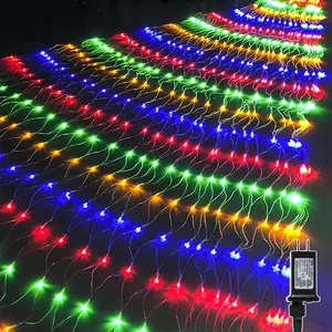 Outdoor Christmas Net Lights, 12FT x 5FT 360 LED Mesh String Light with 8 Lighting Modes, Connectable Light for Garden Tree Bushes, Holiday Wedding Party Decorations, Multicolor