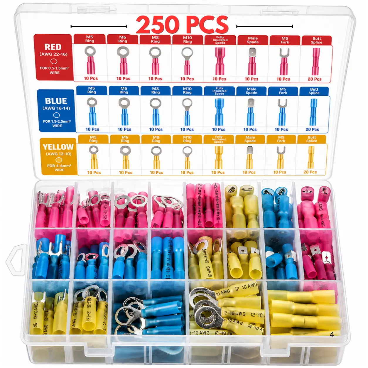 Heat Shrink Wire Connectors, Insulated Crimp Terminal Set with Seal Electrical Connectors, Waterproof Protective Connectors for Marine and Automotive Switch