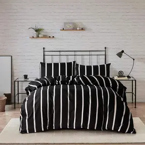 Black and White Striped Comforter Set  Microfiber Duvet Cover Set 68"x 90"with 1 Duvet Cover and 1 Pillow Sham Soft Lightweight 2 count Bedding Set