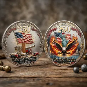 USA 250 Year of Freedom Coin, 1776-2026 Semiquincentennial Military Challenge Coin, Veteran Combat Boots Patriotic Gift, We The People
