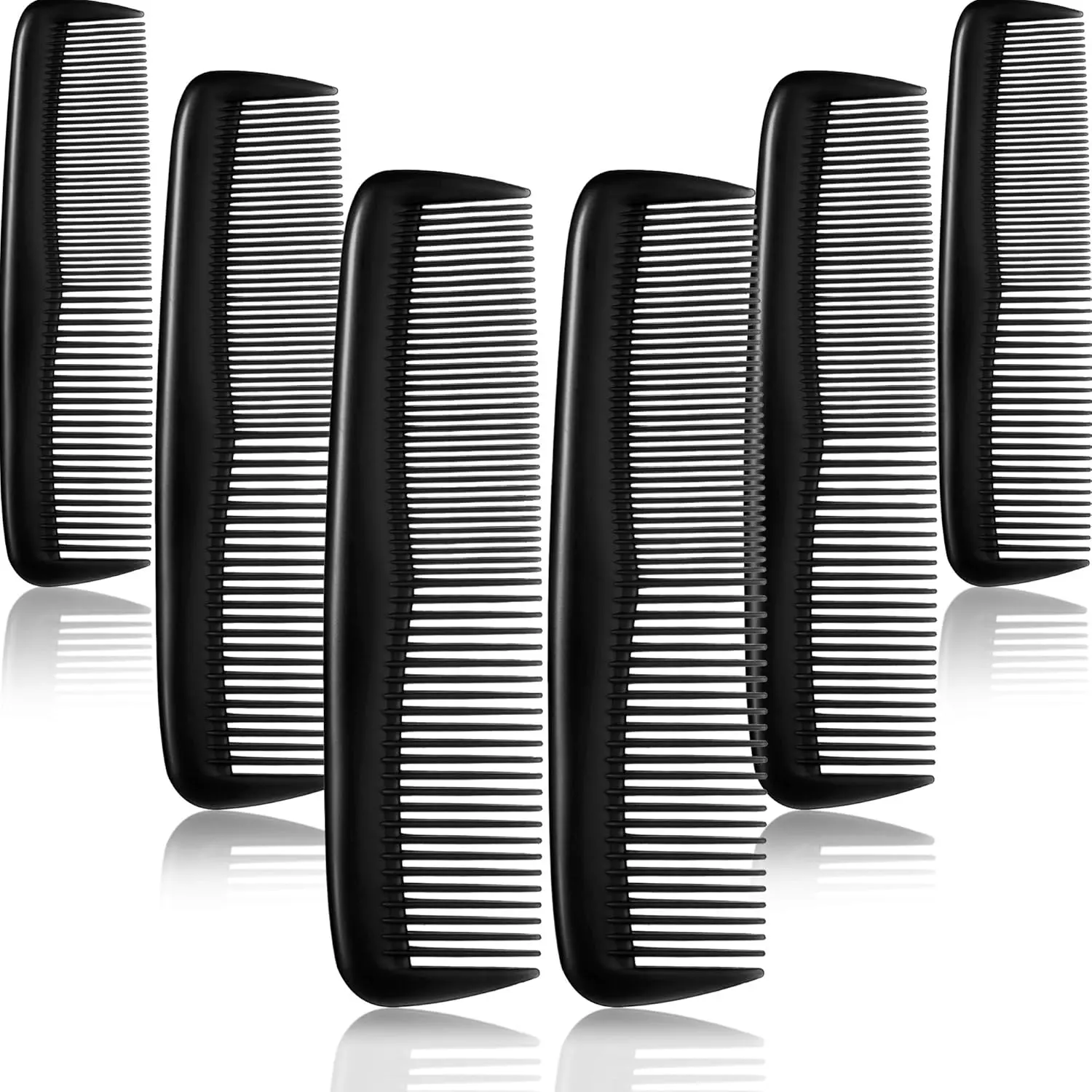 Male 12-Piece Pocket Plastic Fine-Tooth Hair Comb Set for Daily Care, Fade Resistant, Healthy Scalp Support, 12.8 cm x 2.5 cm (Black) - Beauty & Personal Care Hair Styling Tool with Shine Boost