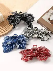 Women's Bowknot Hair Clips Set, Vintage Style Multi-Color Butterfly Design, Perfect for Daily Wear & Styling Accessories, Flower Hair Clips