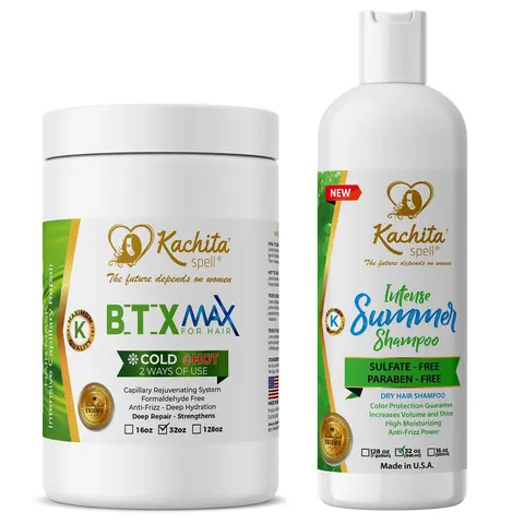 Kachita Spell  Treatment Capillary Rejuvenating System Formaldehyde Free MAX + Summer Shampoo Bundle  Hydrate Repairing Moisturizing Haircare Aloe