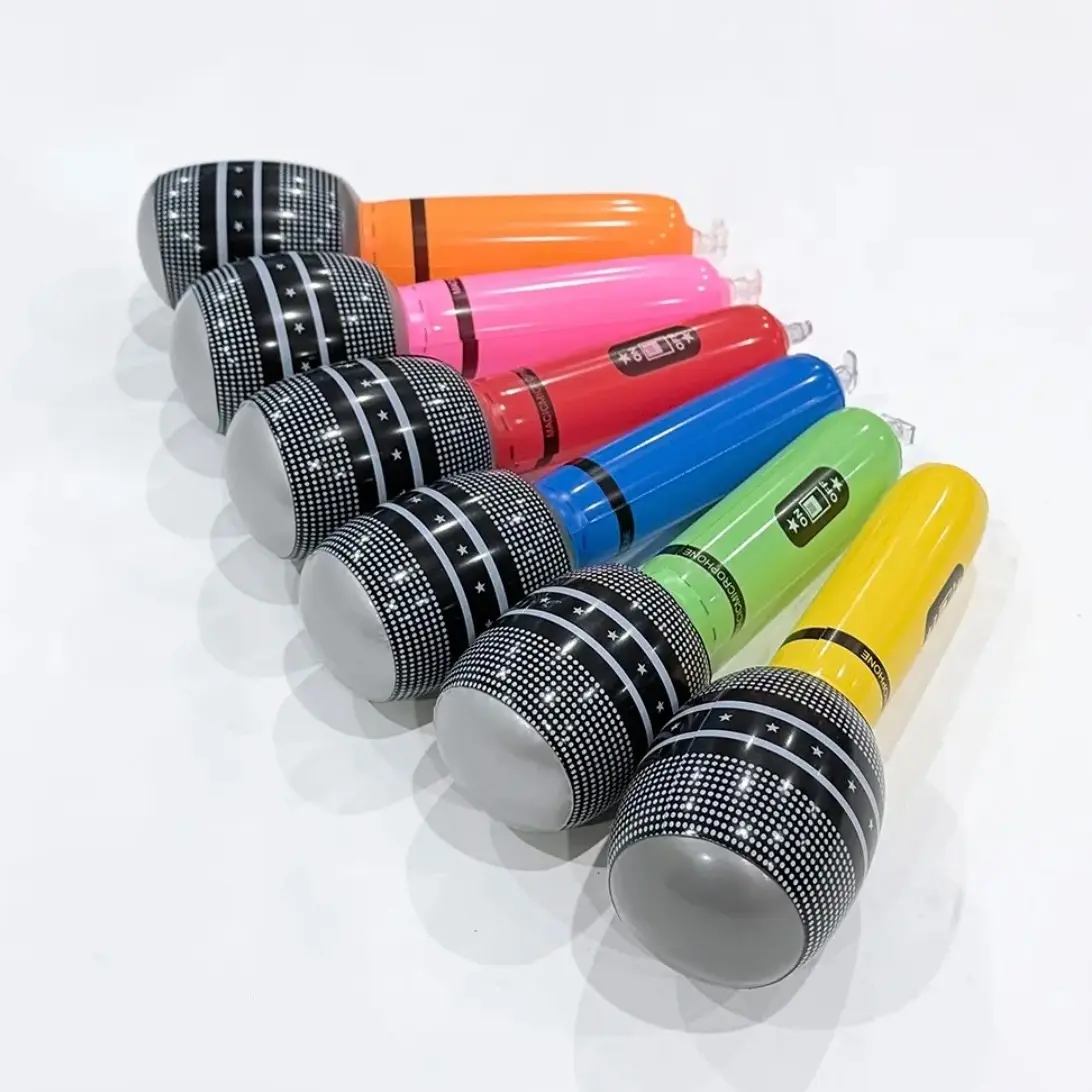 Multiple PVC Durable Colorful Inflatable Microphone Set for Karaoke Ktv, Mini Party Props for Games, Fun Inflatable Toys for Events