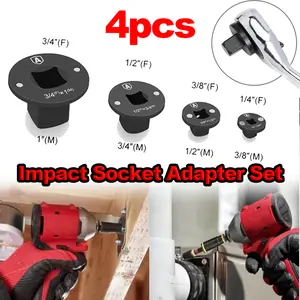4pcs Low Profile Impact Socket Adapter Set Drive Ratchet Adapter Set 1/4" to 3/8", 3/8" to 1/2", 1/2" to 3/4", 3/4" to 1" Magnetic Design