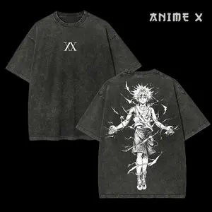 Retro Heavy Limited "Killua Zoldyck" Hunter x Hunter Anime Double Printed Vintage Oversized Washed Tee Unisex Oversize Anime Manga Washed Heavyweight Cotton T-shirt, Gift For Anime Fan, Anime Lover