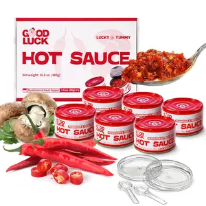 GOOD LUCK Hot Sauce, Spicy Chili Oil with High-Grade Chopped Chili – 6 Cans Chili Paste, Vegan-Friendly, Ideal for Daily Meals, Outdoor Travel & Family Meals Highly Spicy Chili Sauce