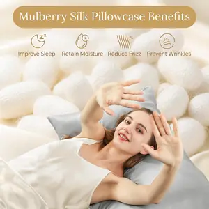 INFIIXSO Mulberry Silk Pillowcase for Hair and Skin, Silk Pillow Cases Standard Size with Hidden Zipper 20X26 Inches, Ultra Smooth and Soft Cooling Pillow Cases for Hot Sleepers(Light Grey, 1 Pack) infiixso