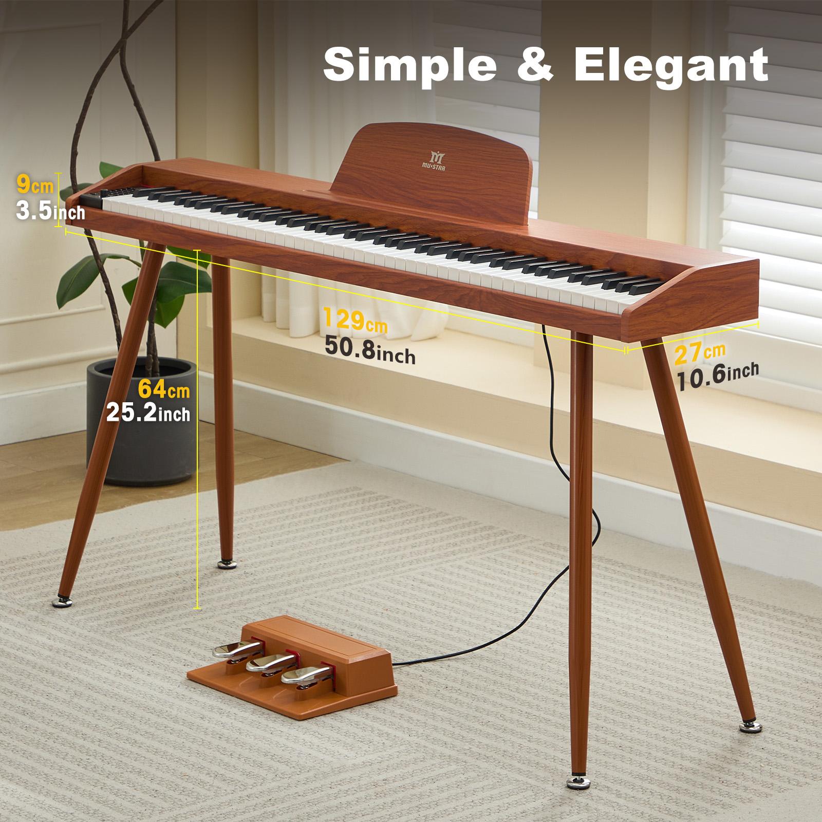 Mustar 88 Key Piano Keyboard for Beginners Semi Weighted Electric Piano with 3 Pedal Unit Built In Speakers USB MIDI Connectivity Portable Musical Instrument Mustar 88 Key Piano Keyboard for Beginners Semi Weighted Electric Piano with 3 Pedal Unit Built In Speakers USB MIDI Connectivity Portable Musical Instrument