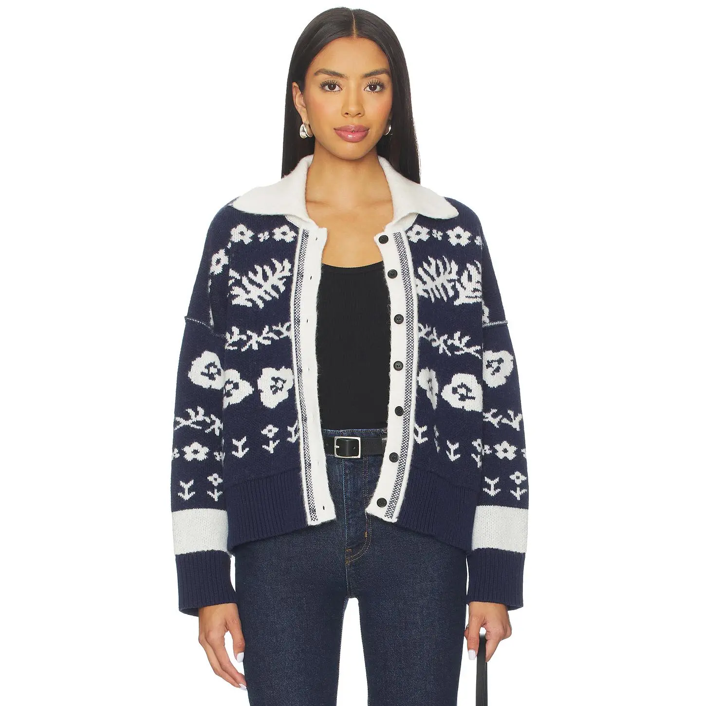 Free People Shelby Cardigan in Navy