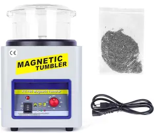 Professional JH-185 Magnetic Tumbler Jewelry Polisher - 60min Timer Magnetic Polishing Machine with 200g 0.3# Magnetic Pins for Gold Silver Jewelry Finishing
