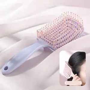 Puffy High Crown Durable Hairdressing Comb Cleaning Styling and Massaging Functions, Cushion Flat Brush, Grooming Brush, Scalp Massage Brush, Daily Hair Care